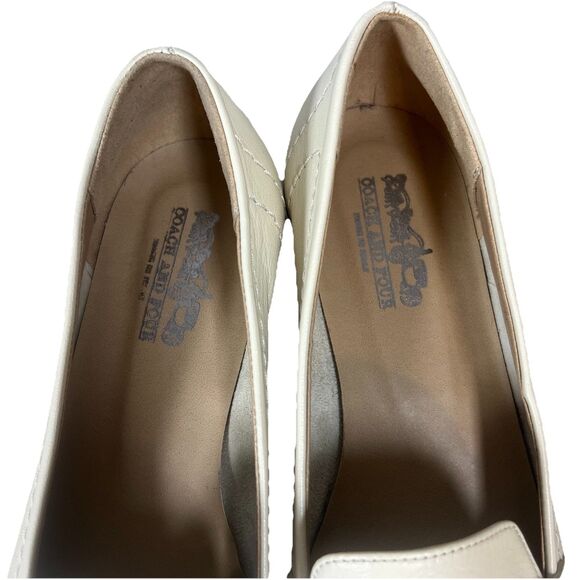 Coach And Four Dana Loafers Cream Leather Upper Slip-On Style Size 8 Italian - Picture 5 of 10